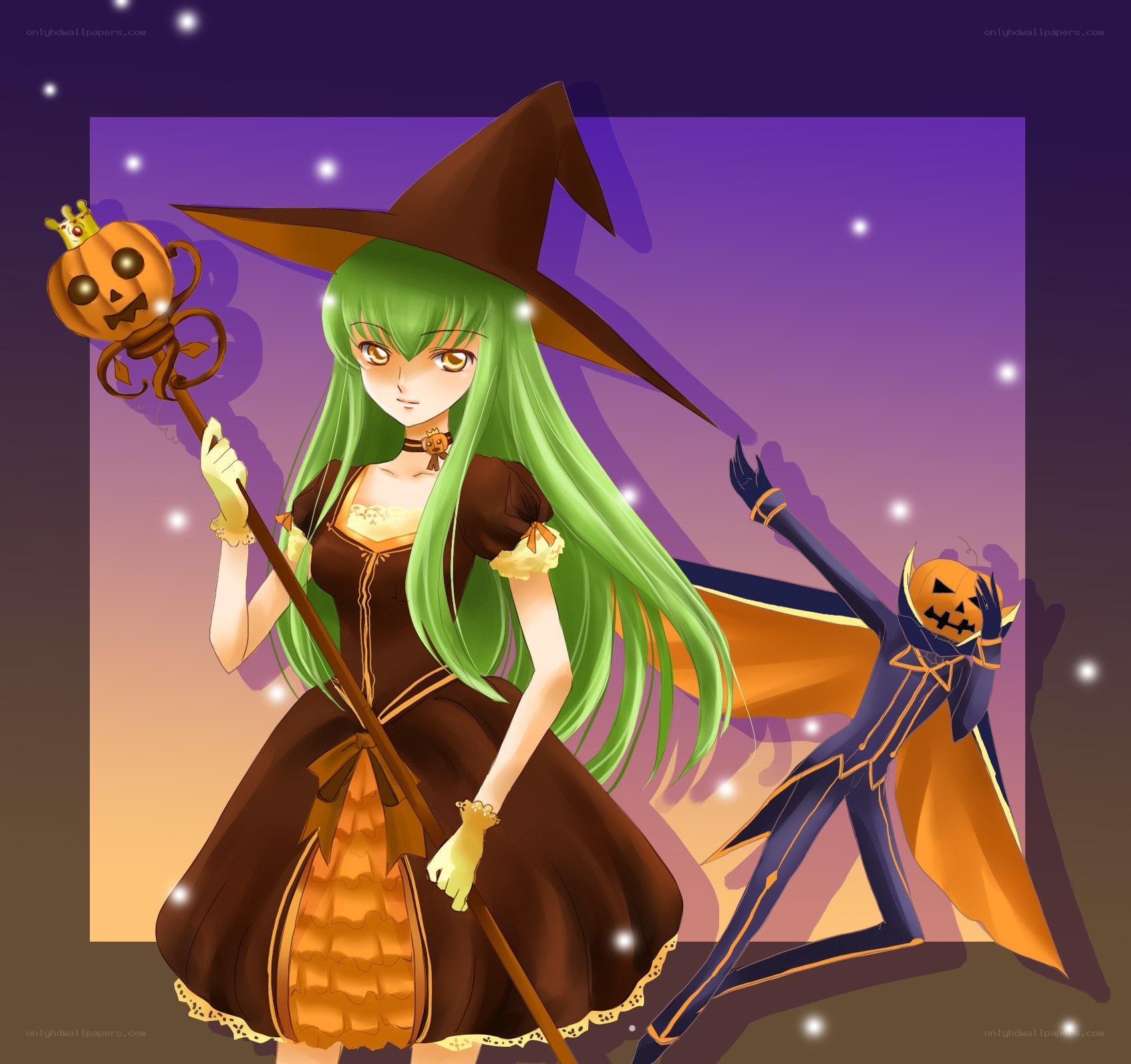 witch with pumpkin staff