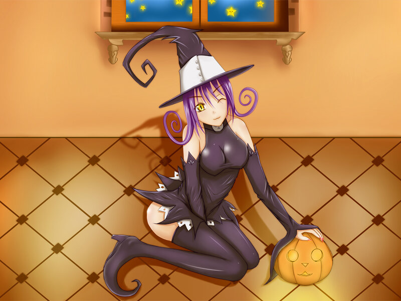 witch with pumpkin