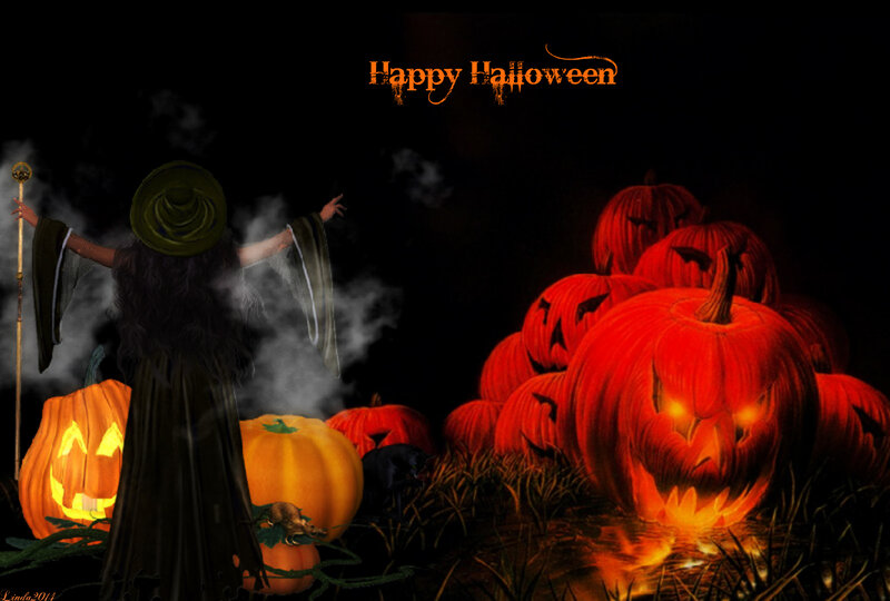 Witch with Pumpkins — Black