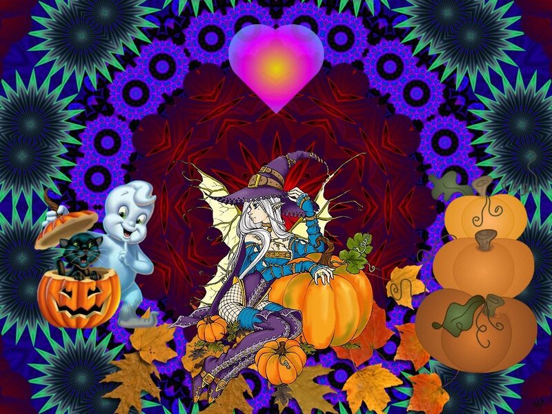 Witch with Pumpkins — Purple