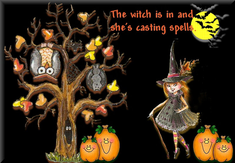 Witch with Pumpkins