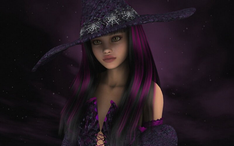 witch with purple hair