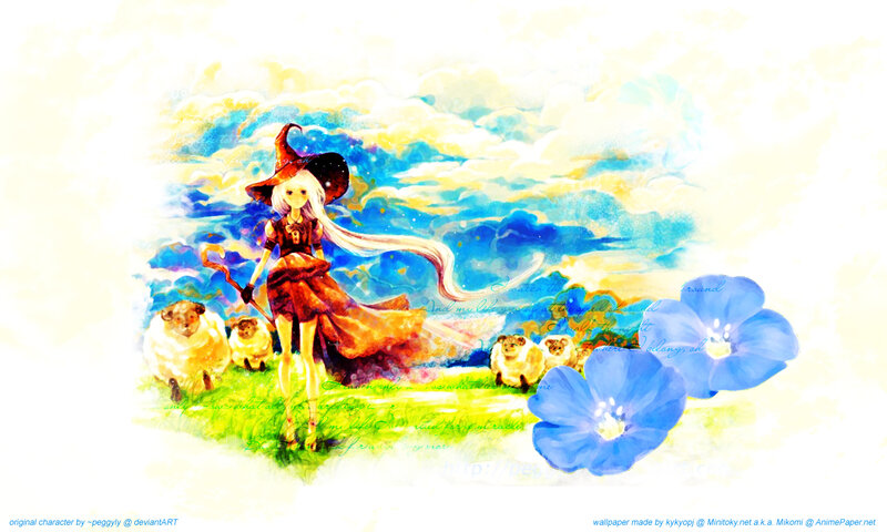 witch with sheep in field