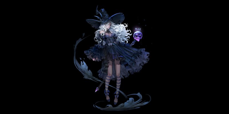 Witch with Skull — Black