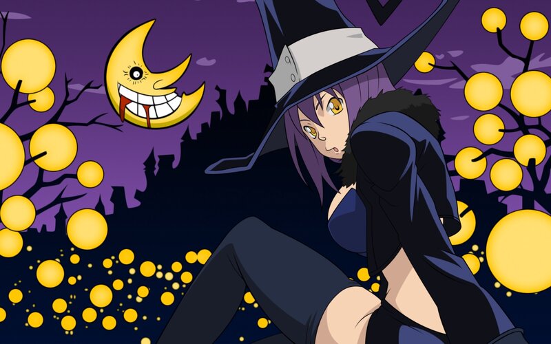witch with smiling moon