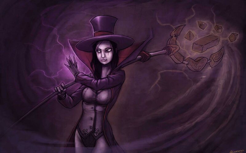 witch with staff and hat