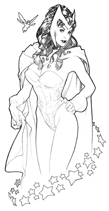 Witch with stars and fairy