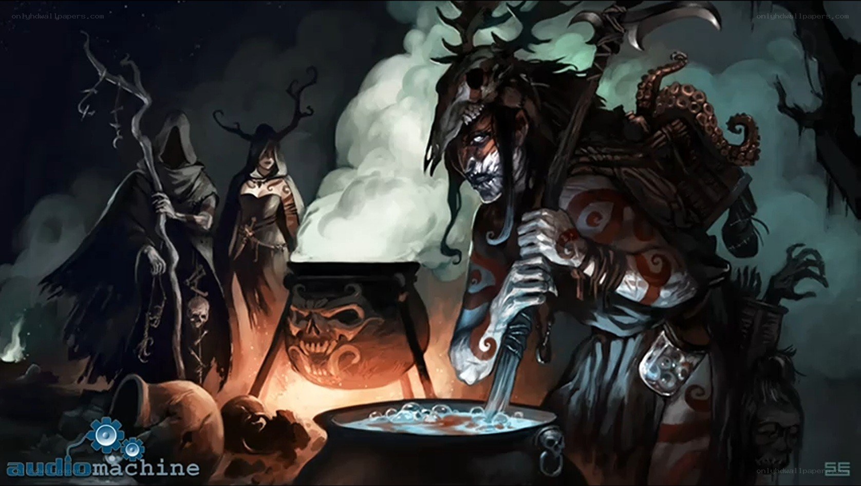 Witchcraft ritual at night