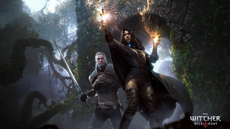 Witcher and Sorceress — Green, Dramatic, Night