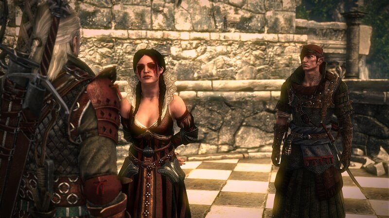 witcher characters in courtyard
