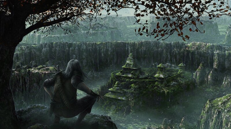 Witcher on a cliff