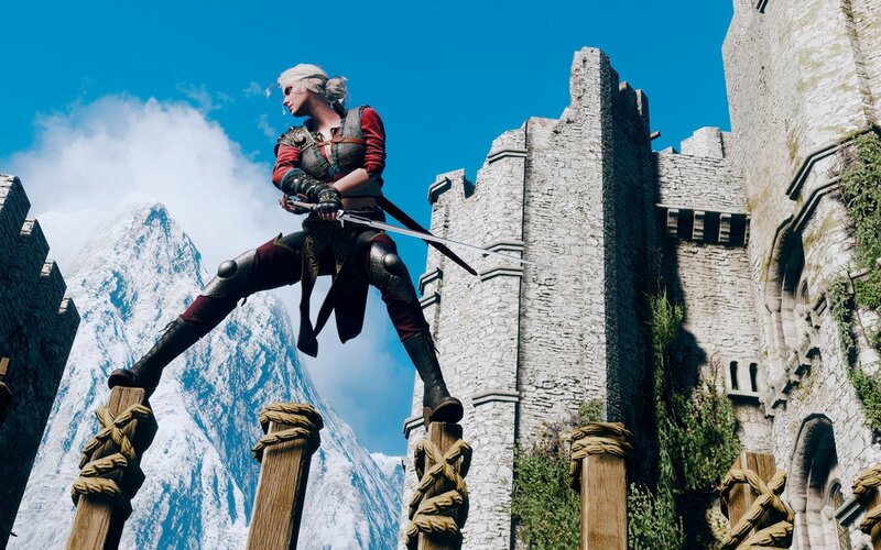 witcher on castle battlements