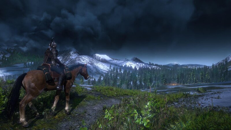 Witcher on Horseback — Green, Dramatic
