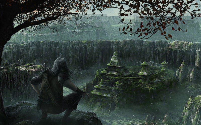 Witcher overlooking ancient ruins