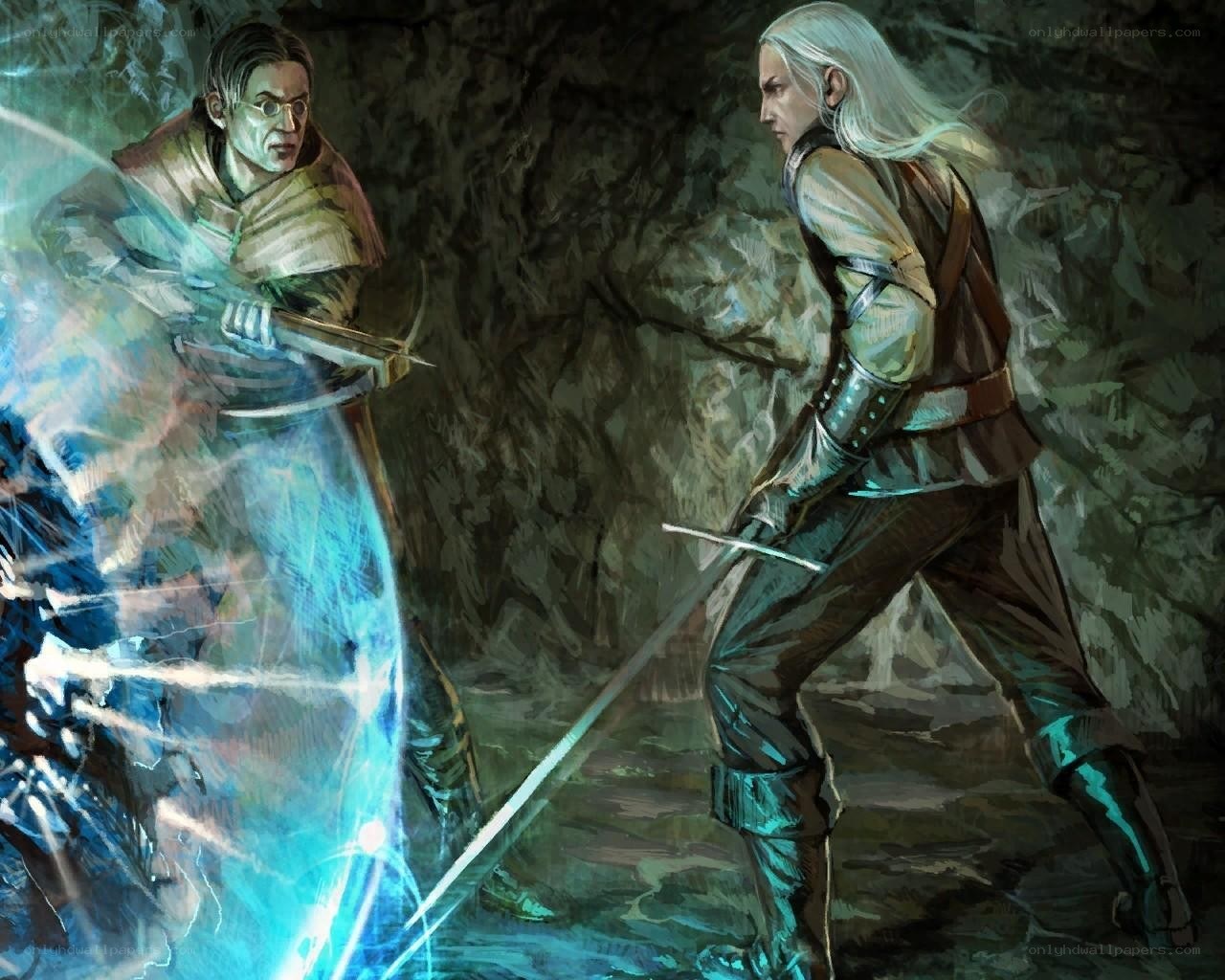 Witcher vs mage in cave