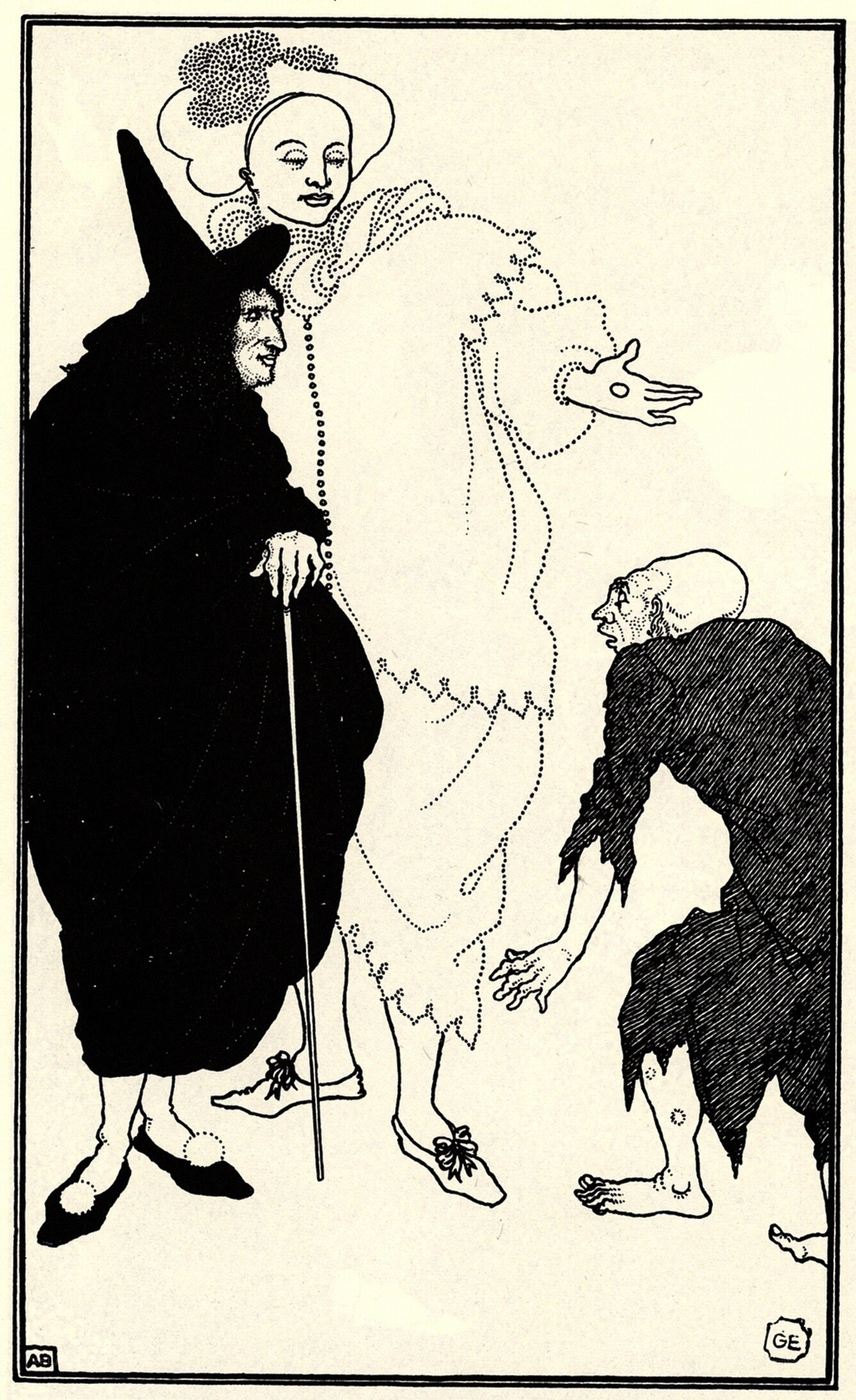 Witches and a ghostly figure