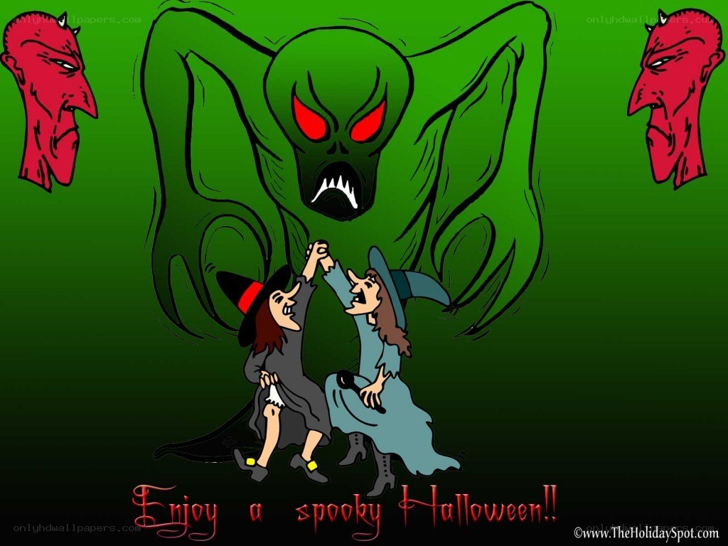 Witches and a spooky monster