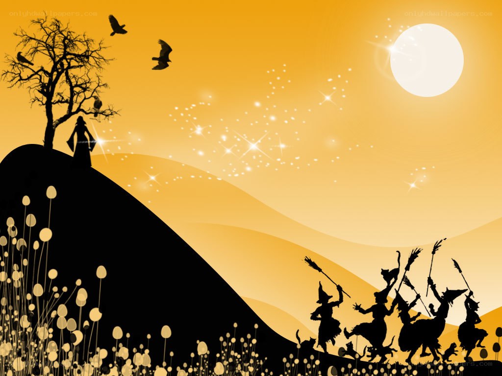 Witches flying at night