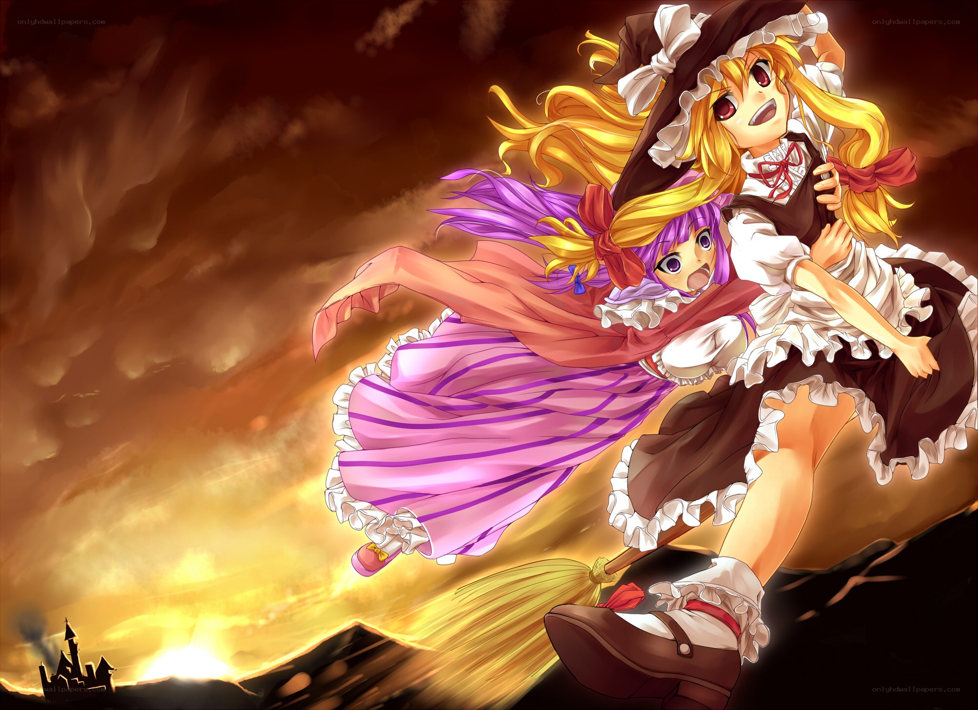 witches flying on broomstick