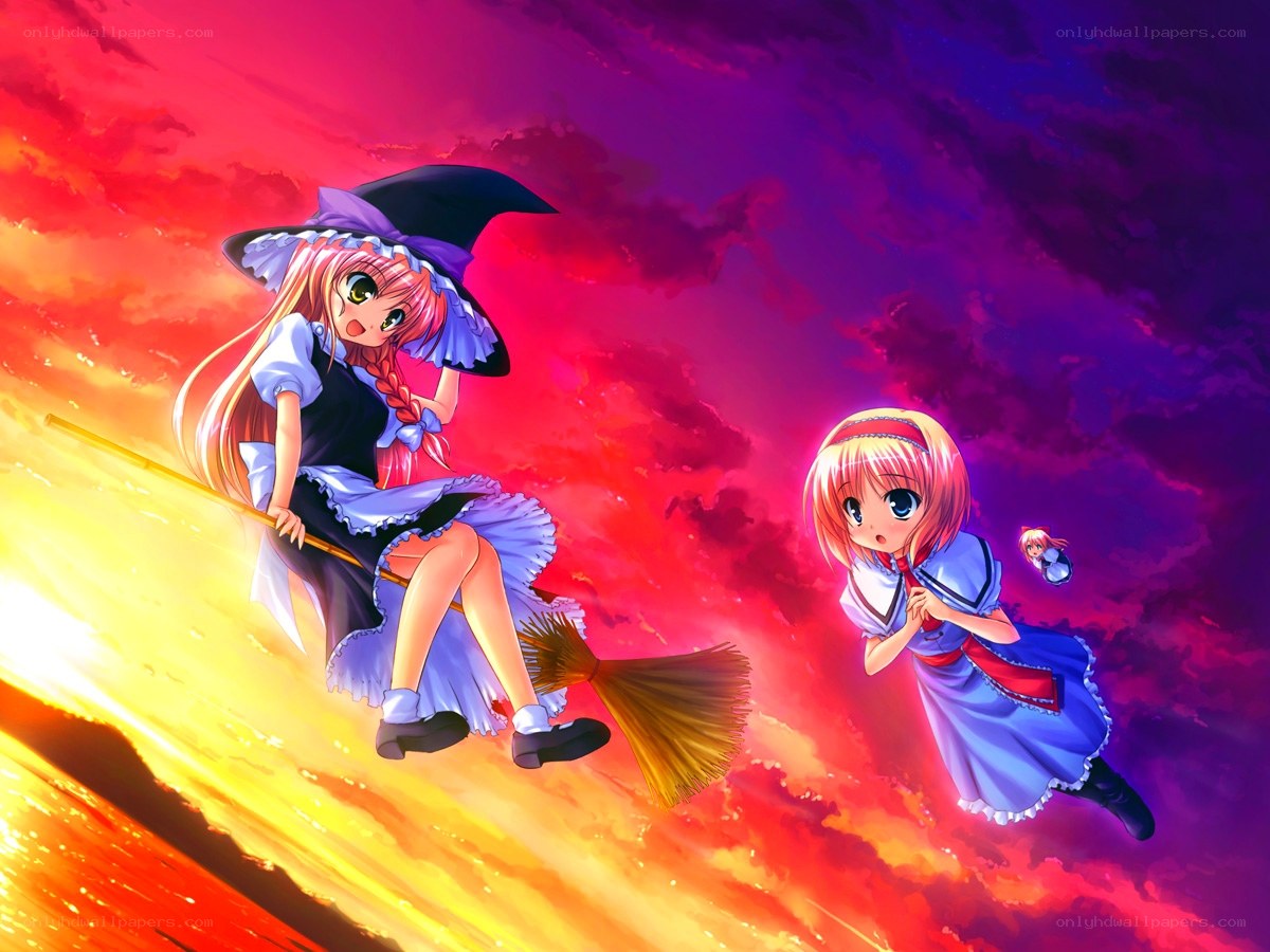 witches flying on broomsticks