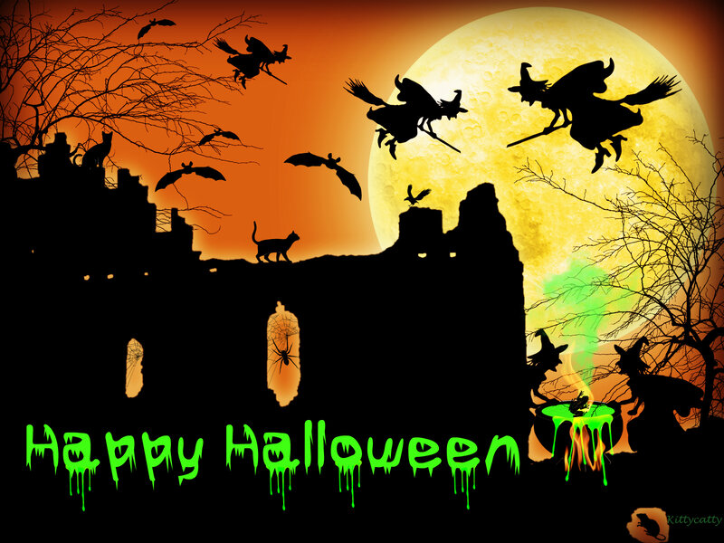 Witches Flying over Castle