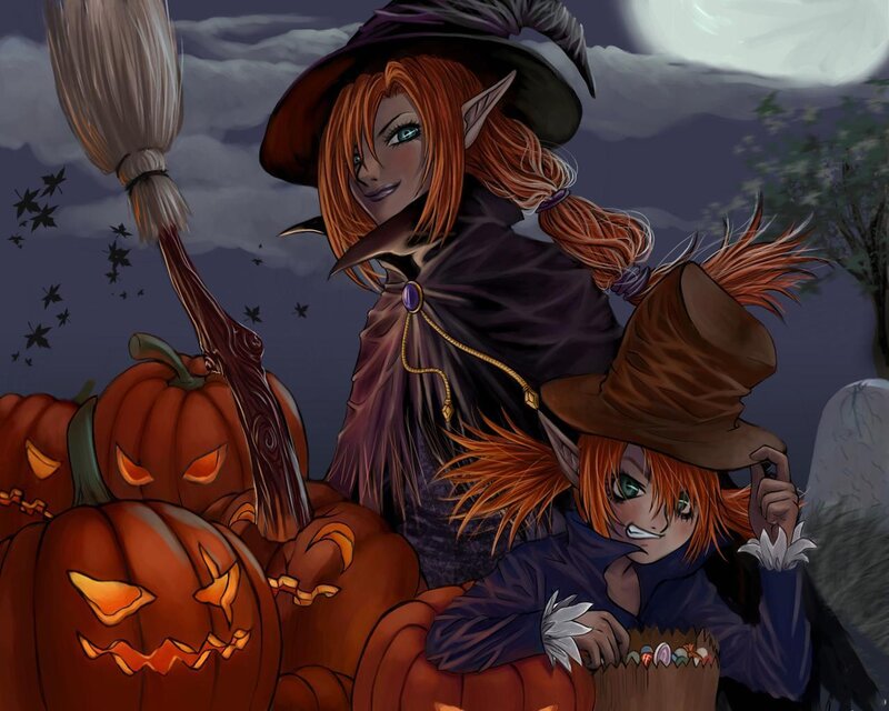 Witches in a pumpkin patch