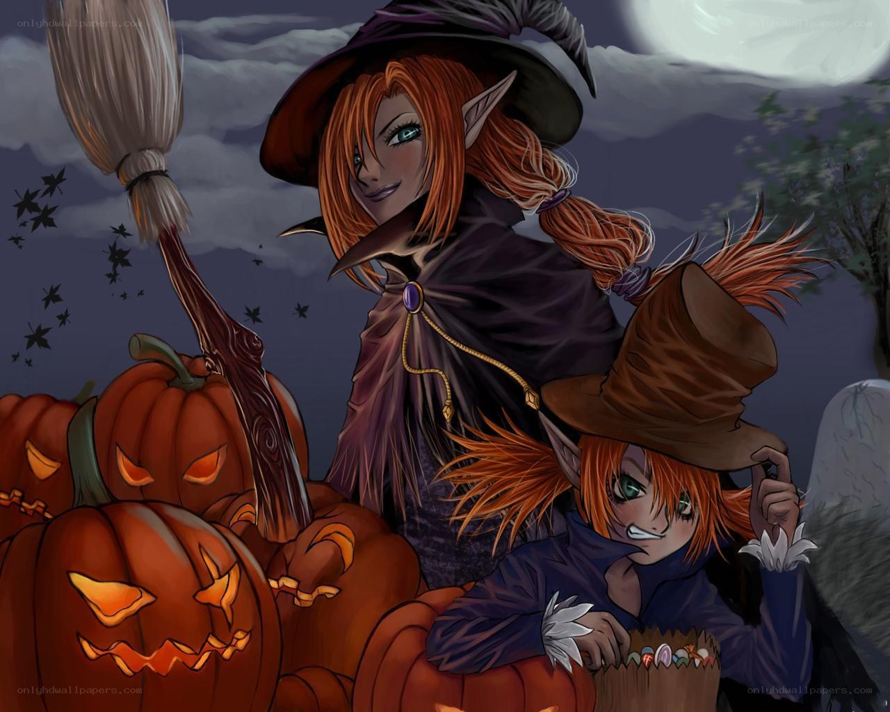 Witches in a pumpkin patch