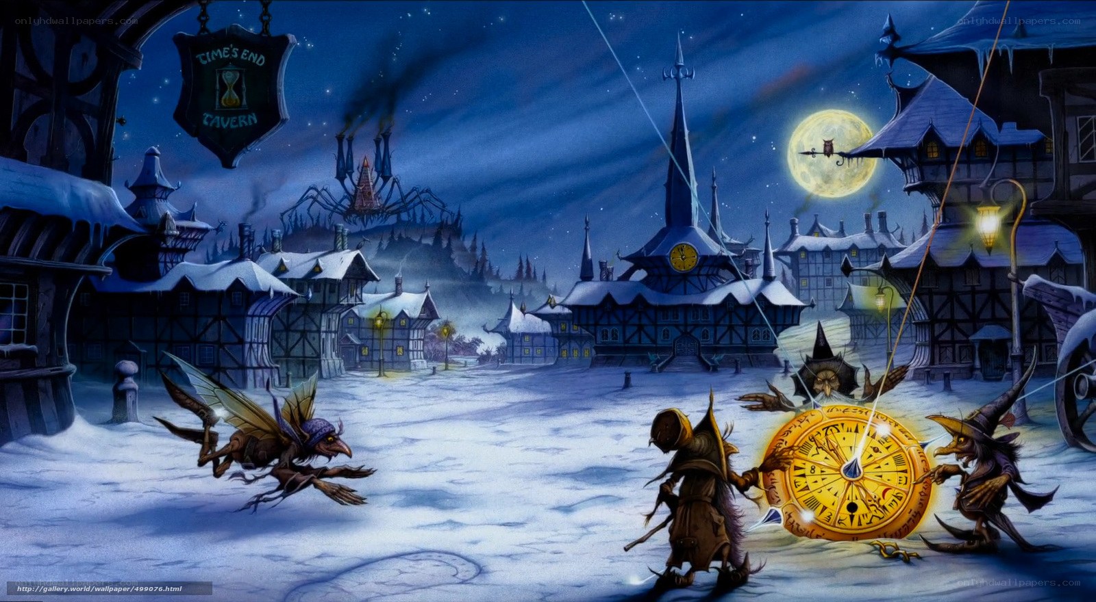 Witches in a snowy village