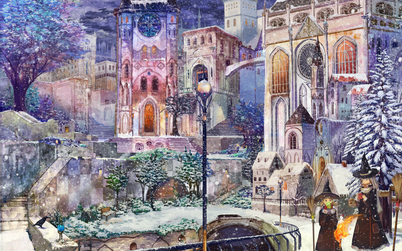 Witches in Snowy Town — Purple
