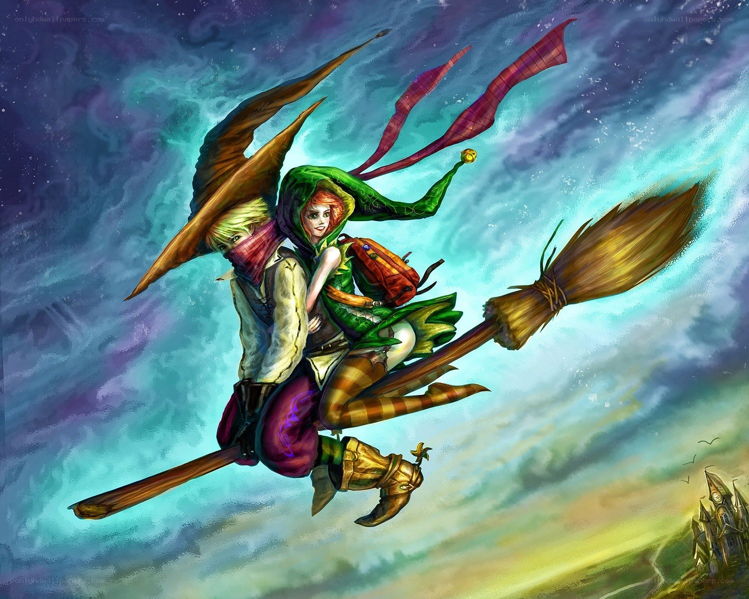 Witches on a broomstick