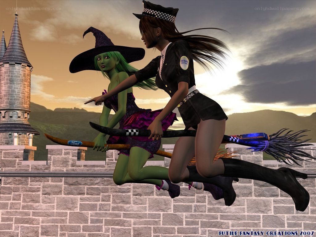 Witches on a broomstick