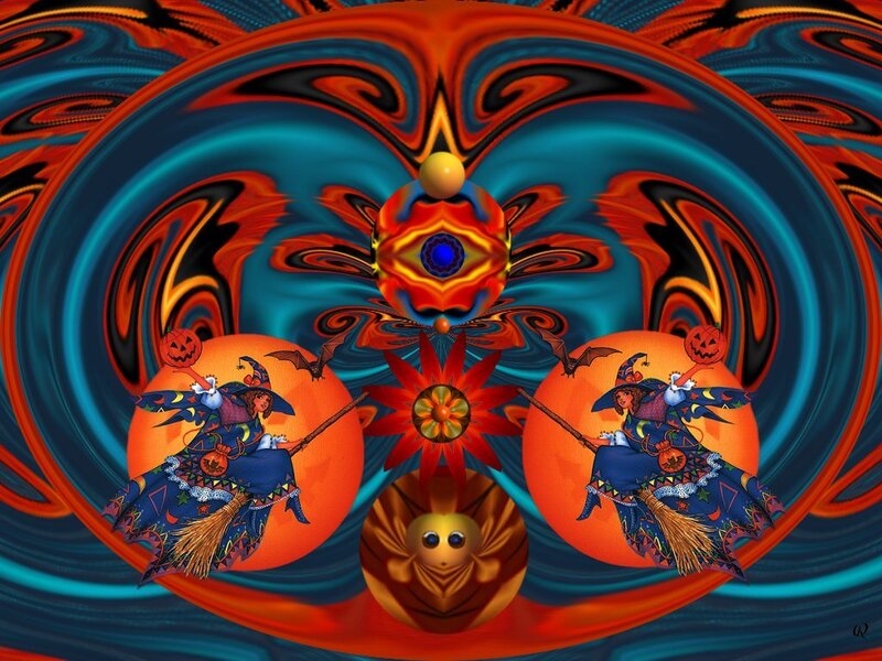 Witches on Broomsticks — Orange