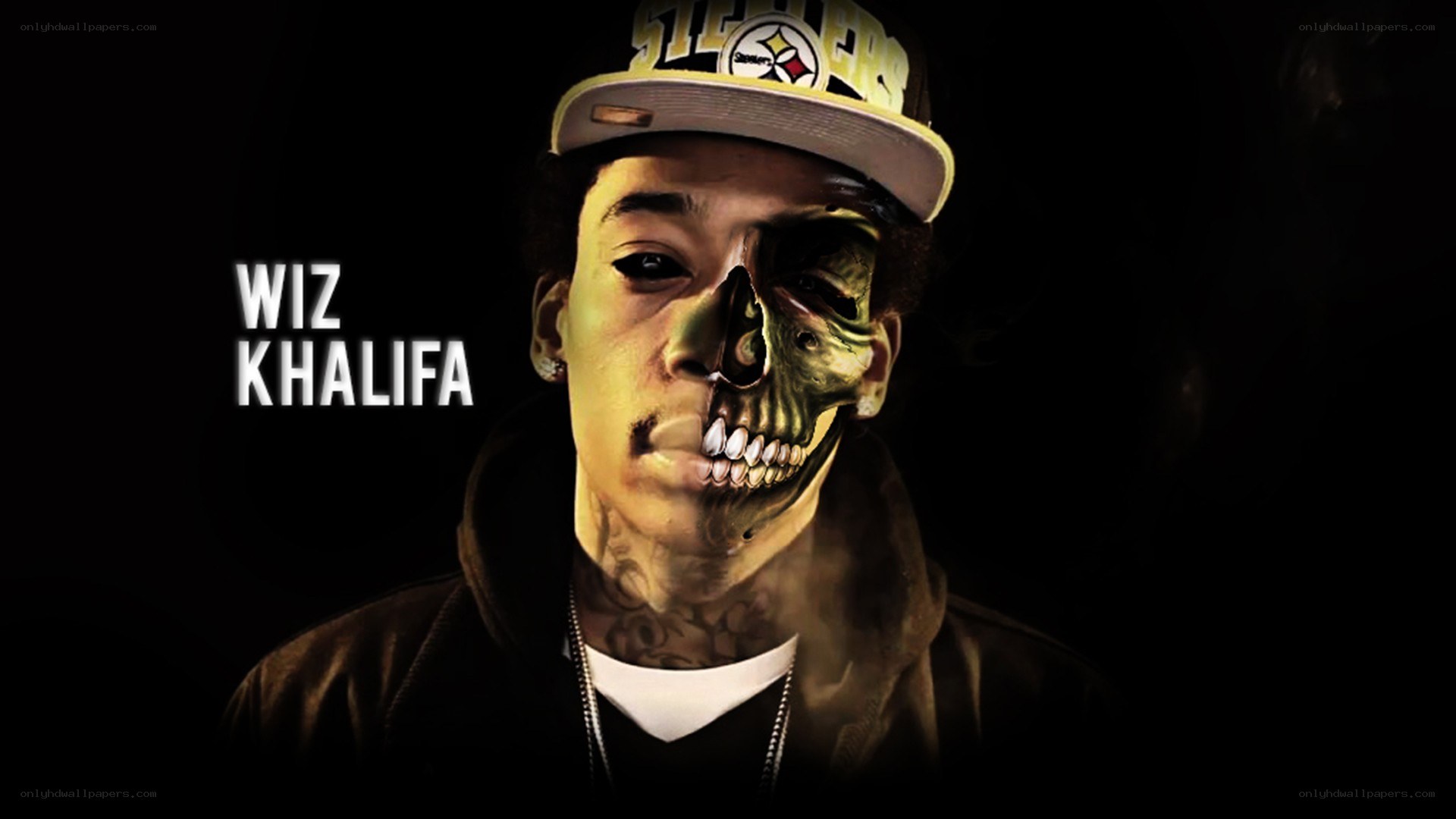 Wiz Khalifa with skull face