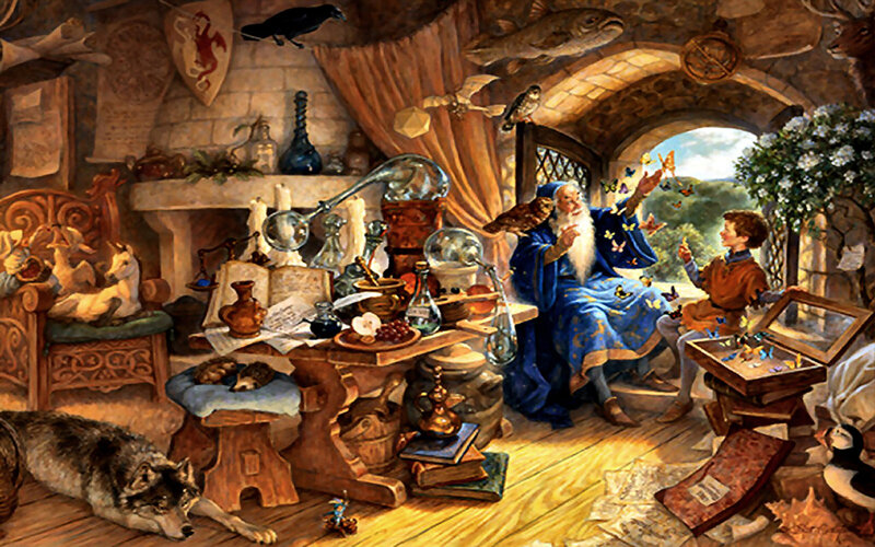 Wizard and Boy in Study