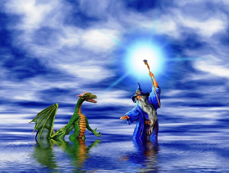 Wizard and Green Dragon