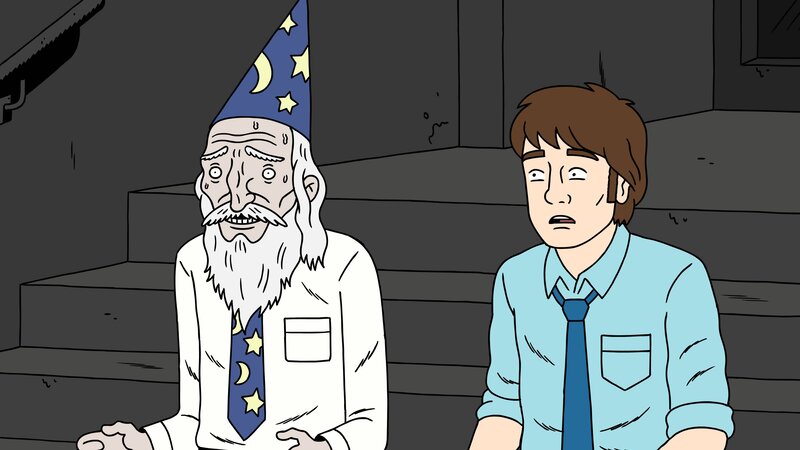 Wizard and man on stairs