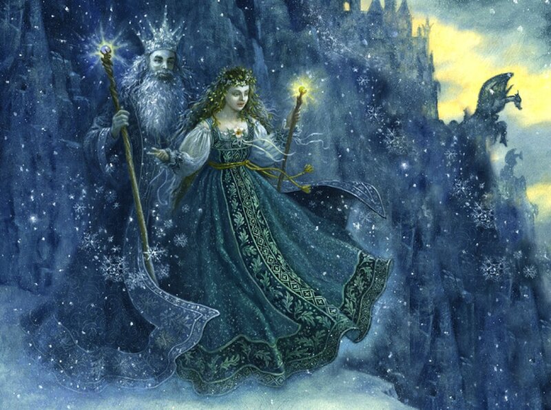 Wizard and Woman in Snow