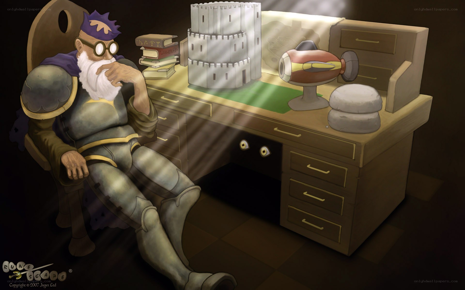 Wizard at his desk