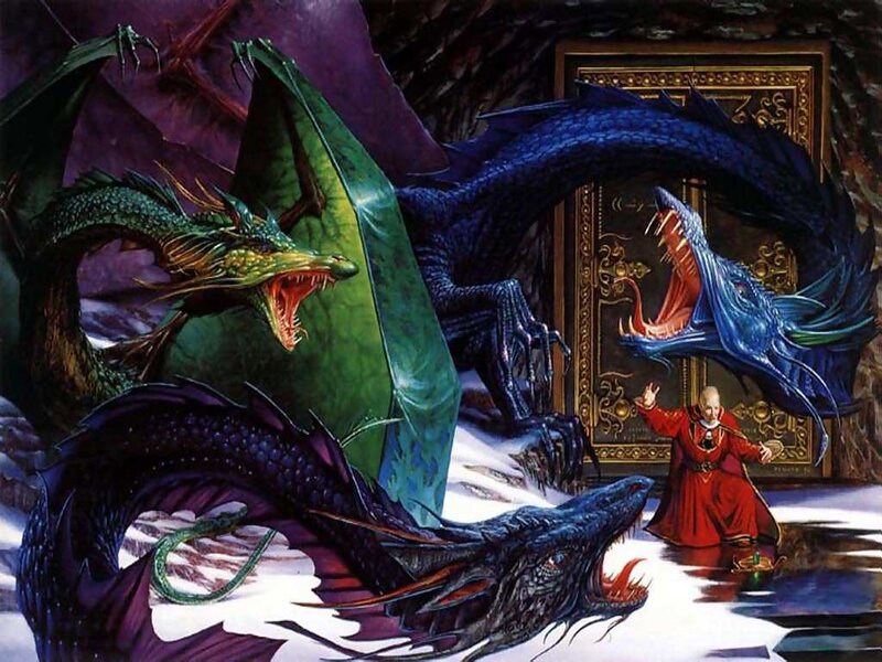 Wizard Battling Dragons