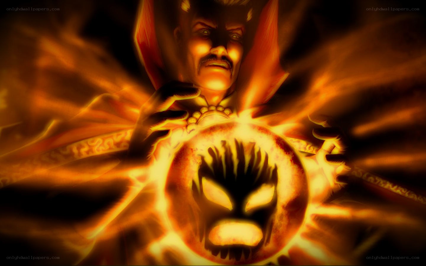 Wizard casting a fiery spell