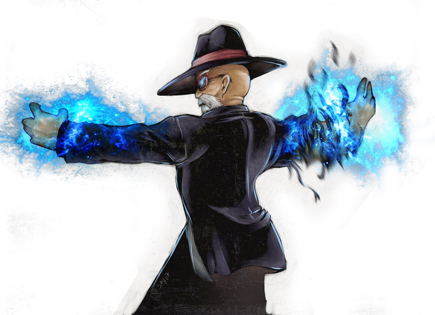 wizard casting blue spell