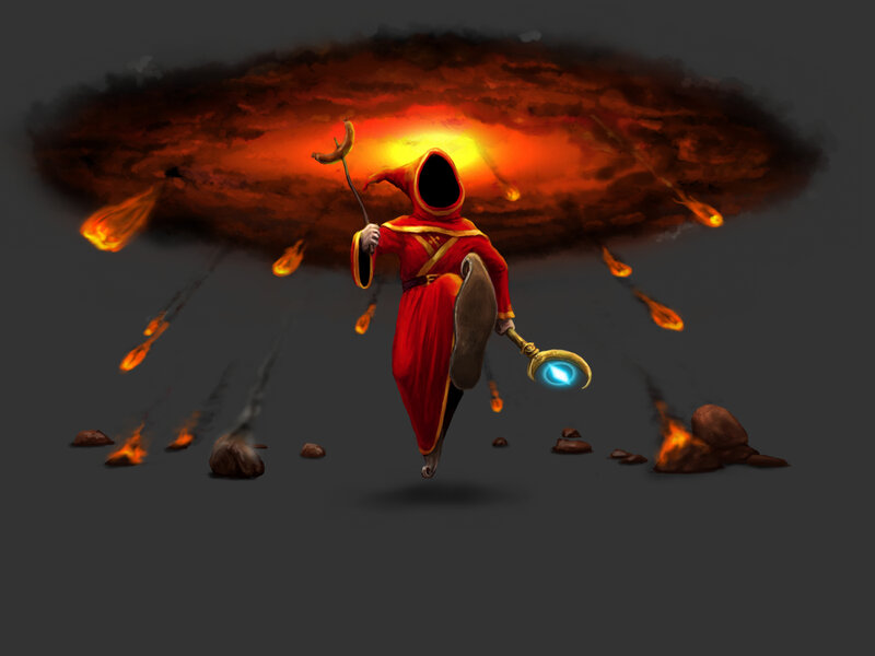 Wizard casting fire spell