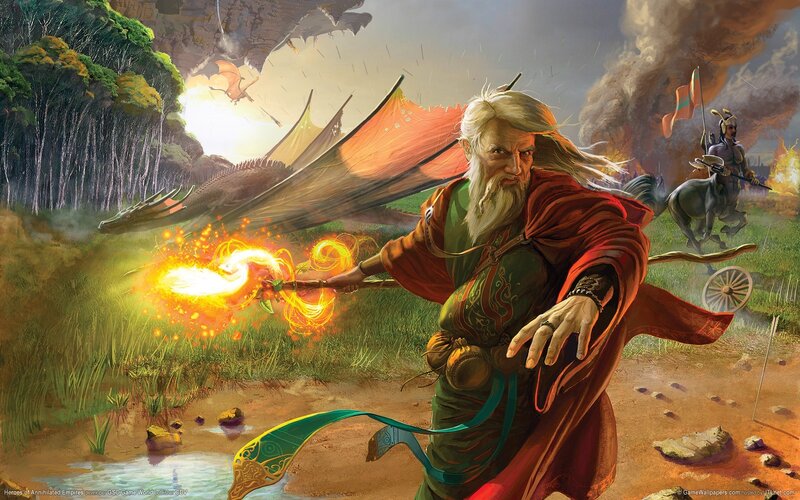 Wizard Casting Fire Spell — Green