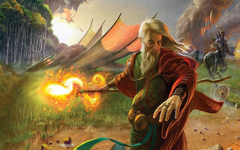 Wizard Casting Fire Spell — Red