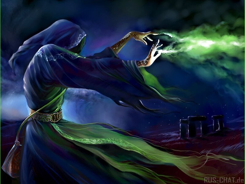 Wizard casting green spell
