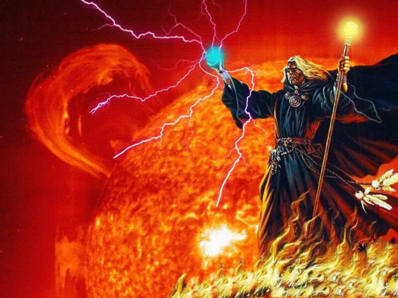 wizard casting lightning spell