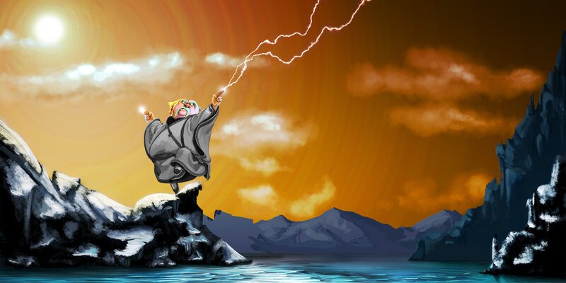 Wizard casting lightning spell