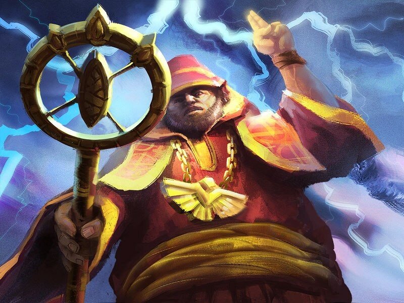Wizard casting lightning spell