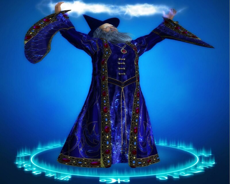 Wizard Casting Spell — Blue, Dramatic, 3d Render