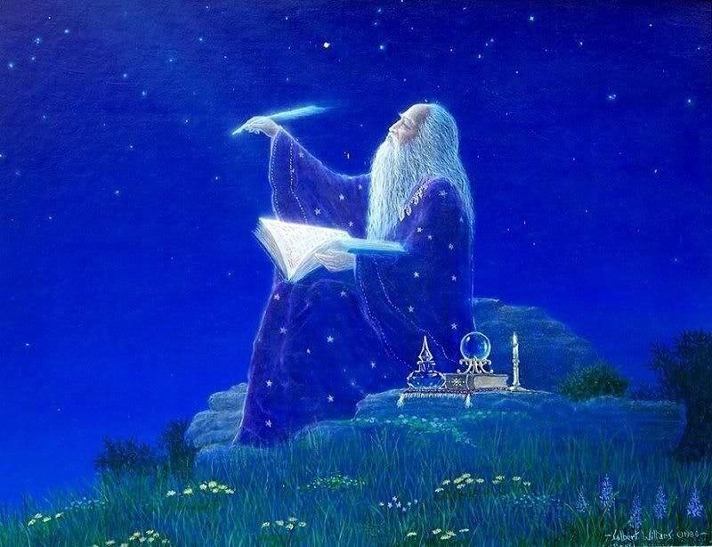 Wizard Casting Spell — Blue